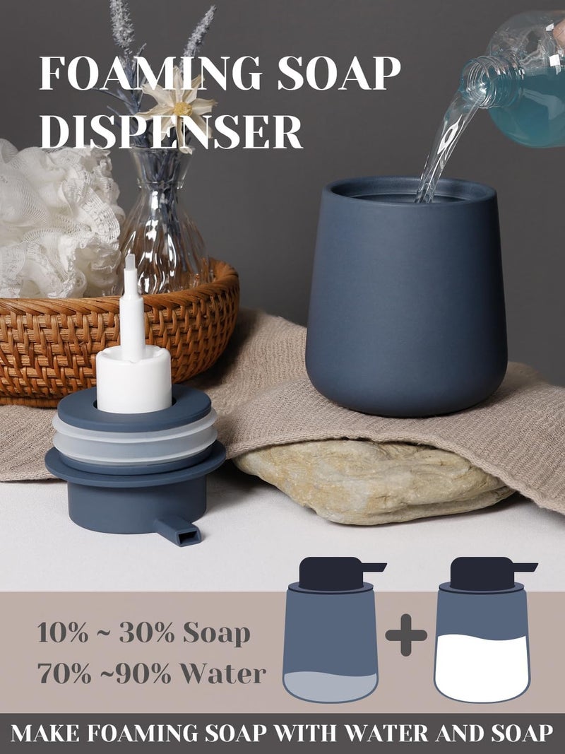 INGOFIN Ceramic Foaming Soap Dispenser - 12 oz Foam Hand Soap Dispenser Bathroom, Ceramic Dish Soap Modern Dispenser with Pump for Kitchen, Matte Blue - Image 3